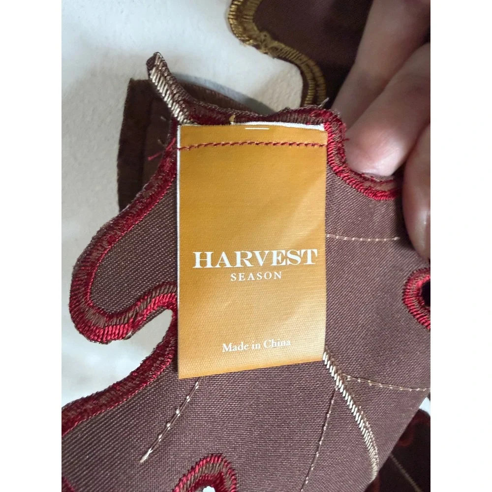 Harvest Season Autumn Leaf Table Runner Burgundy Gold Brown 13x37 Fall Decor